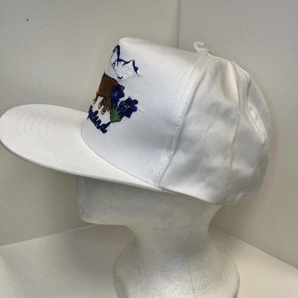 VINTAGE switzerland hat cap white snapback cow swiss alps mountains - Picture 3 of 11